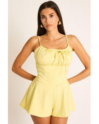 Rebellious Fashion - Gathered Detail Tie Front Playsuit - Lyst