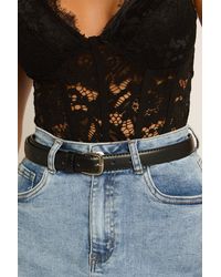 Rebellious Fashion - Faux Leather Buckle Skinny Belt - Lyst