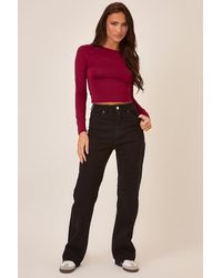 Rebellious Fashion - Stretch Frayed Hem Straight Leg Jeans - Lyst