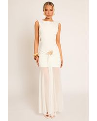 Rebellious Fashion - Trim Detail Mesh Overlay Maxi Dress - Lyst