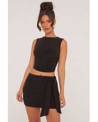 Rebellious Fashion - Ruched Sleeveless Cropped Top & Mini Skirt Co-Ord Set - Lyst