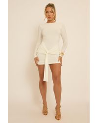 Rebellious Fashion - Knot Front Long Sleeve Mini Dress - Lyst