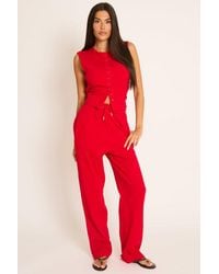 Rebellious Fashion - Button Front Top And Trouser Loungewear Co-Ord Set - Lyst
