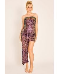Rebellious Fashion - Multi Sequin Bandeau Drape Mini Dress - Lyst