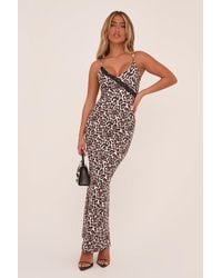 Rebellious Fashion - Leopard Print Lace Trim Maxi Dress - Lyst