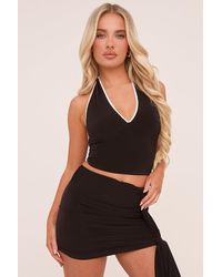 Rebellious Fashion - Lace Trim Halter Neck Crop Top & Mini Skirt Co-Ord Set - Lyst