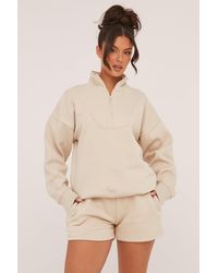 Rebellious Fashion - Oversized Zip Front Sweatshirt & Mini Shorts Co-Ord Set - Lyst