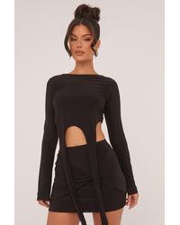 Rebellious Fashion - Long Sleeve Cropped Top & Twist Detail Mini Skirt Co-Ord Set - Lyst