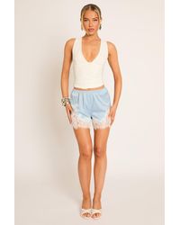 Rebellious Fashion - Satin Lace Trim Shorts - Lyst