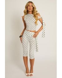 Rebellious Fashion - Tie Shoulder Top And Capri Pants Co-Ord Set - Lyst