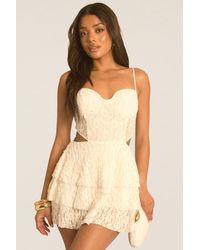 Rebellious Fashion - Lace Cut Out Frill Playsuit - Lyst
