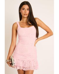 Rebellious Fashion - Lace Square Neck Frill Mini Dress - Lyst