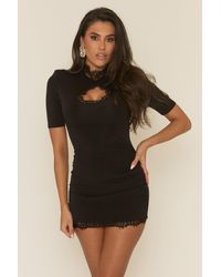 Rebellious Fashion - Shoulder Pad Lace Trim Mini Dress - Lyst