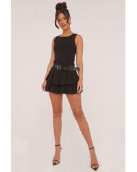 Rebellious Fashion - Pleated Belt Detail Mini Dress - Lyst