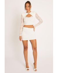 Rebellious Fashion - Lace Long Sleeve Top And Mini Skirt Co-Ord Set - Lyst