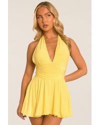 Rebellious Fashion - Halter Plunge Neck Mini Dress - Lyst