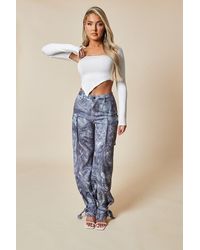 Rebellious Fashion - Abstract Print Tie Hem Cargo Trousers - Lyst