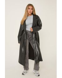 Rebellious Fashion - Faux Leather Double Breasted Oversized Longline Trench Coat - Lyst