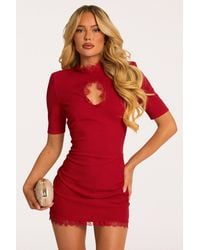 Rebellious Fashion - Shoulder Pad Lace Trim Mini Dress - Lyst