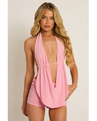 Rebellious Fashion - Slinky Plunge Top And Micro Short Co-Ord Set - Lyst