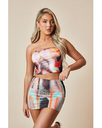 Rebellious Fashion - Abstract Print Bandeau Crop Top & Mini Skirt Set - Lyst