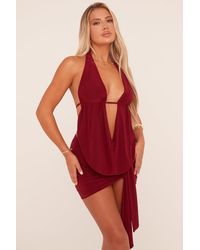 Rebellious Fashion - Plunge Neck Cowl Detail Top & Mini Skirt Co-Ord Set - Lyst