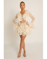 Rebellious Fashion - Ruffle Tie Front Top And Skort Co-Ord Set - Lyst