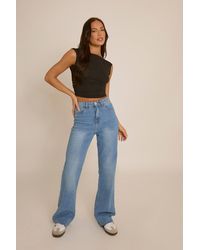 Rebellious Fashion - Stretch Straight Leg Frayed Hem Jeans - Lyst