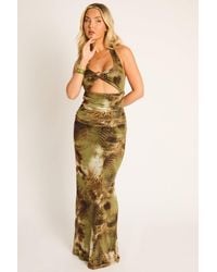 Rebellious Fashion - Abstract Animal Print Cut Out Halter Maxi Dress - Lyst