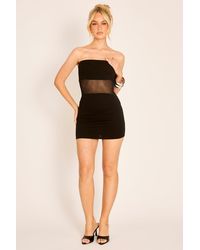 Rebellious Fashion - Mesh Insert Bandeau Mini Dress - Lyst