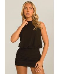 Rebellious Fashion - Textured Halter Blouson Mini Dress - Lyst