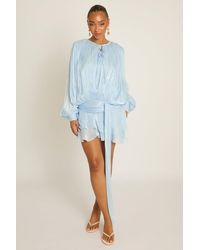 Rebellious Fashion - Tie Front Blouson Mini Dress - Lyst