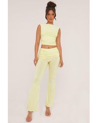 Rebellious Fashion - Ruched Cropped Top & Trousers Co-Ord Set - Lyst