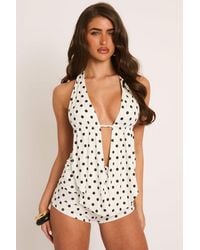 Rebellious Fashion - Plunge Cowl Top & Micro Short Co-Ord Set - Lyst