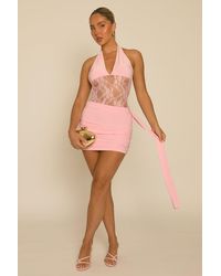 Rebellious Fashion - Lace Insert Tie Side Mini Dress - Lyst