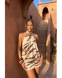 Rebellious Fashion - Tiger Print Halterneck Blouson Mini Dress - Lyst