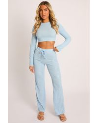 Rebellious Fashion - Stripe Long Sleeve Top And Trouser Loungewear Co-Ord Set - Lyst