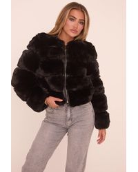 Rebellious Fashion - Faux Fur Cropped Coat - Lyst
