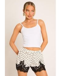 Rebellious Fashion - Satin Lace Trim Shorts - Lyst