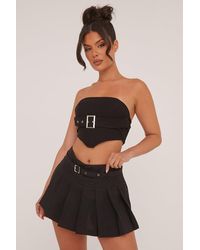 Rebellious Fashion - Pleated Belt Detail Micro Mini Skirt - Lyst