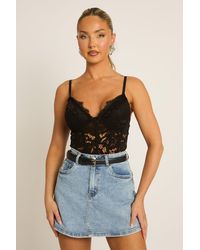 Rebellious Fashion - Lace Corset Detail Bodysuit - Lyst