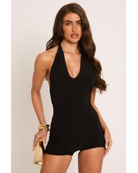 Rebellious Fashion - Plunge Halterneck Playsuit - Lyst