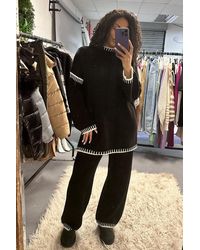 Rebellious Fashion - Contrast Stitch Knitted Co-Ord Set - Lyst