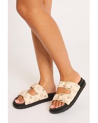Rebellious Fashion - Faux Leather Logo Monogram Studded Sandals - Lyst