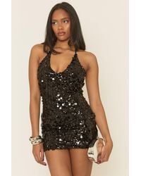 Rebellious Fashion - Disc Sequin Halterneck Mini Dress - Lyst