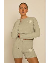 Rebellious Fashion - Contrast Motif Knit Loungewear Shorts Co-Ord Set - Lyst