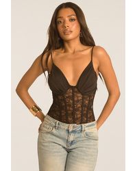 Rebellious Fashion - Lace Corset Detail Bodysuit - Lyst