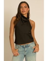 Rebellious Fashion - Satin High Neck Cowl Top - Lyst