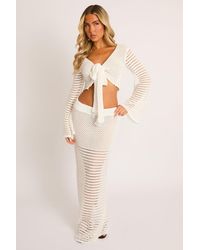 Rebellious Fashion - Crochet Wrap Top And Maxi Skirt Co-Ord Set - Lyst