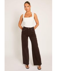Rebellious Fashion - Chocolate Studded Wide Leg Denim Jeans - Lyst